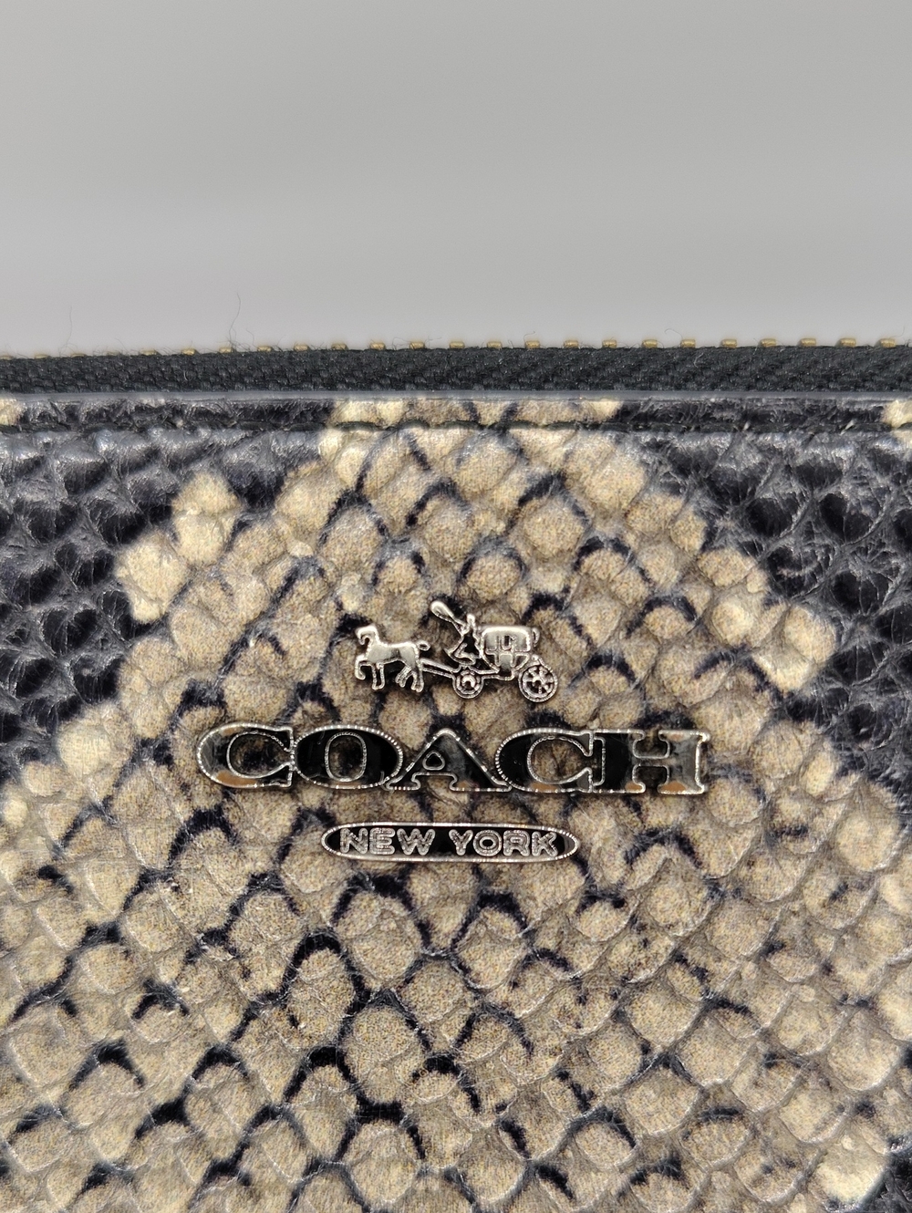 Coach Python Embossed Leather Accordion Zip Wallet - Picture 4 of 7